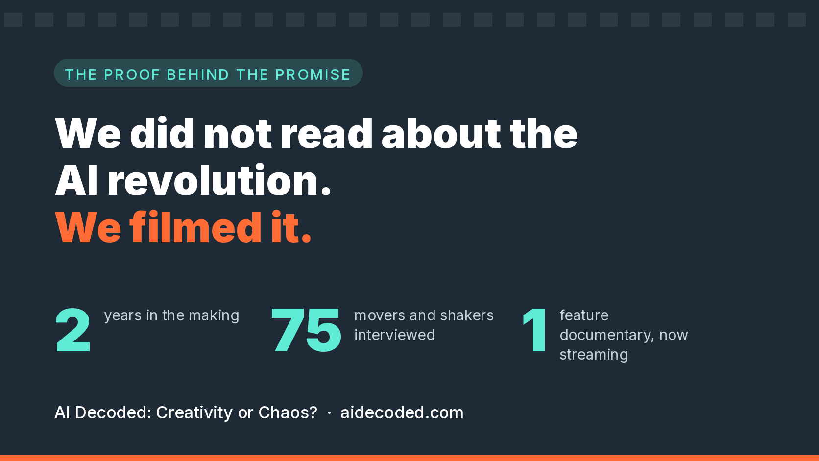 AI Decoded: Creativity or Chaos? Two years in the making, 75 interviews, one feature documentary, now streaming
